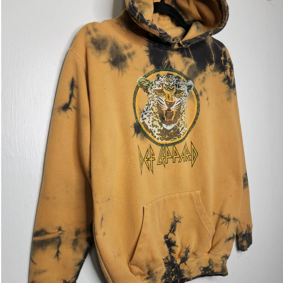 Def Leppard Bleach Tie Dye Hoodie Sweatshirt Small Retro Modern Shirt - Picture 2 of 5